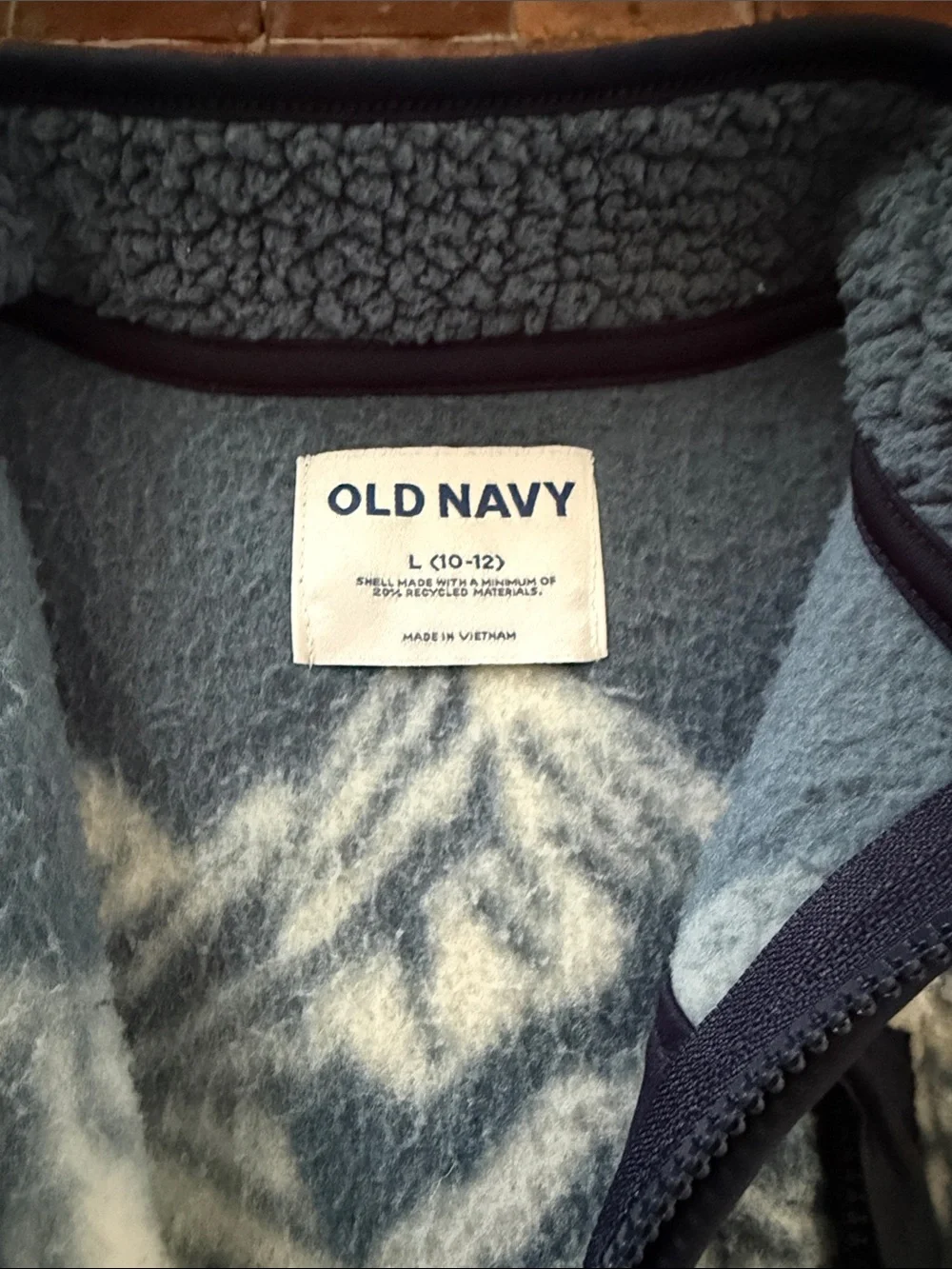 Old Navy Kids Sherpa Puffer Jacket in Blue, Navy & Yellow